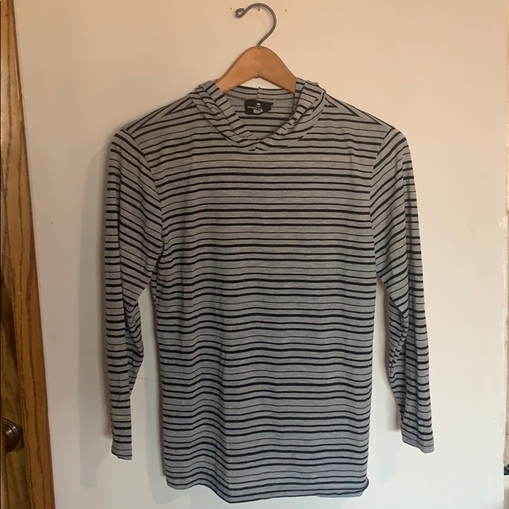 Lightweight Hoodie Black & Grey Stripe